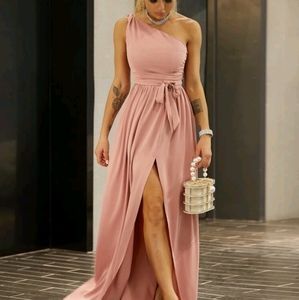 Blush Pink Twist Shoulder Dress